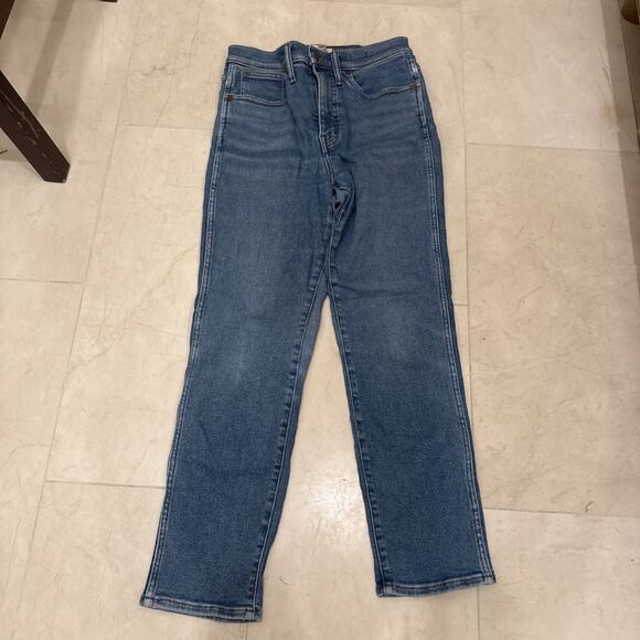 Madewell Stovepipe Jeans Sz 27 Medium Wash Cotton Blend Straight Leg High-Rise - Picture 1 of 9